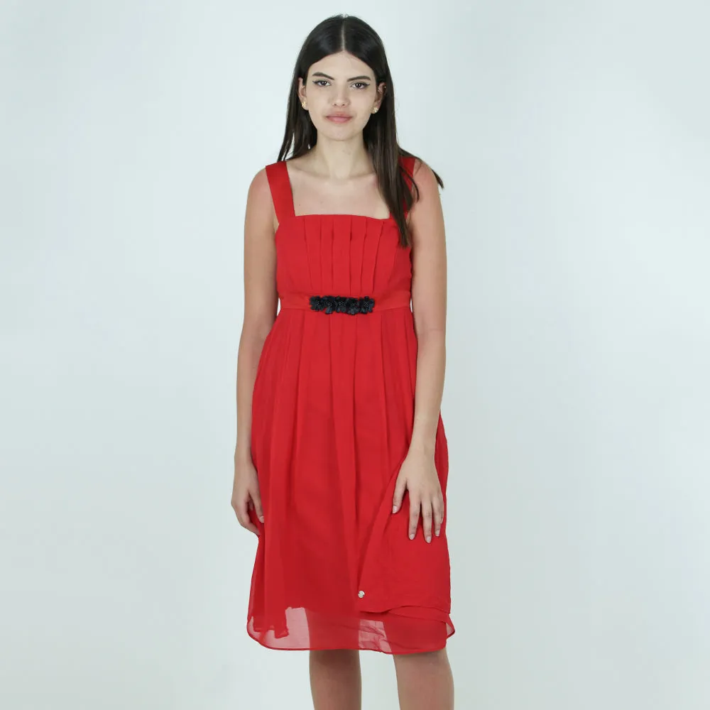 Women's Chiffon Flare Party Dress,Red