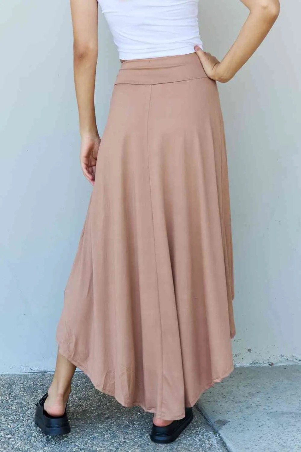 Women's Ninexis First Choice High Waisted Flare Maxi Skirt in Camel