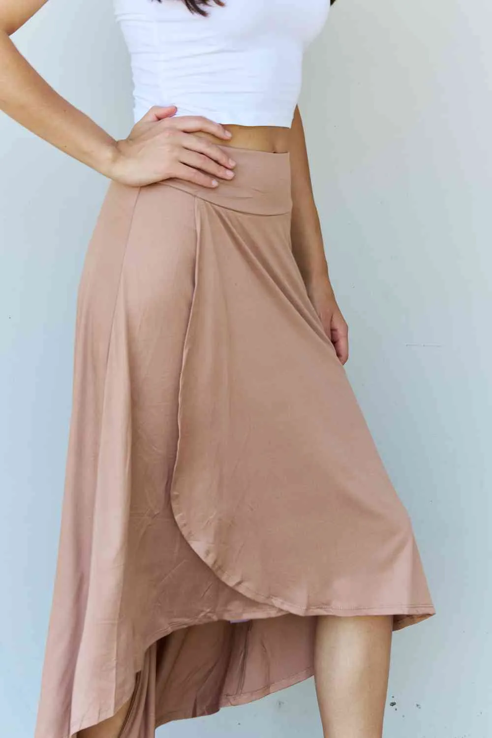 Women's Ninexis First Choice High Waisted Flare Maxi Skirt in Camel