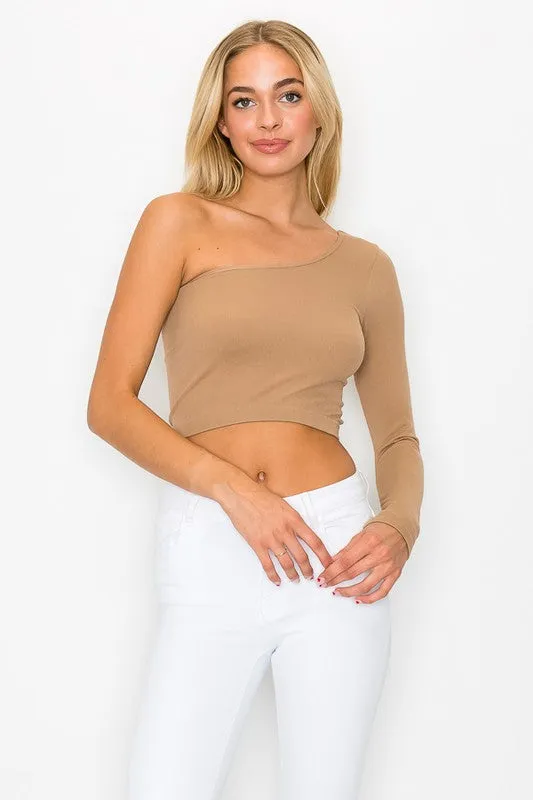 Women's Seamless One Shoulder Crop Top