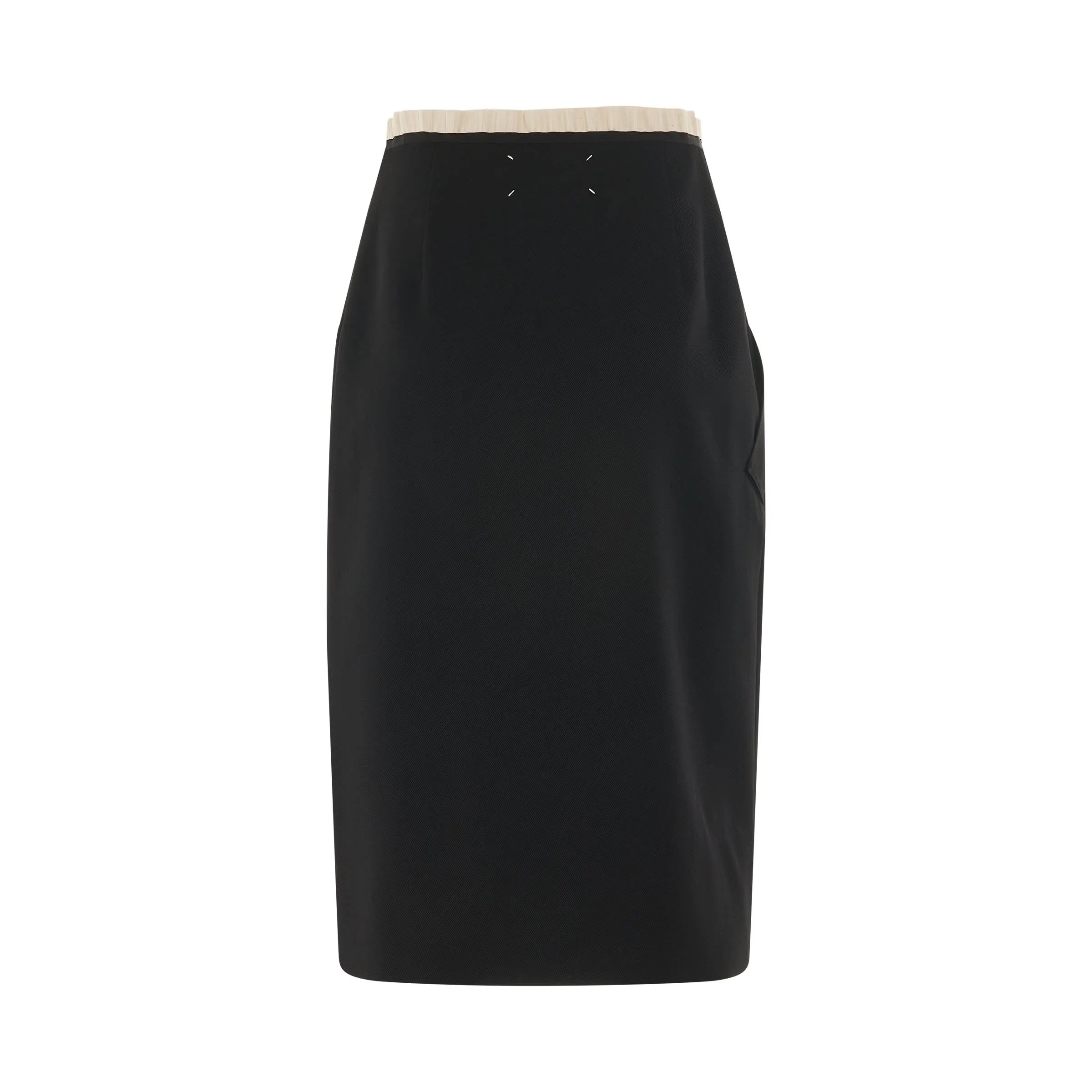 Wool Pencil Skirt in Black