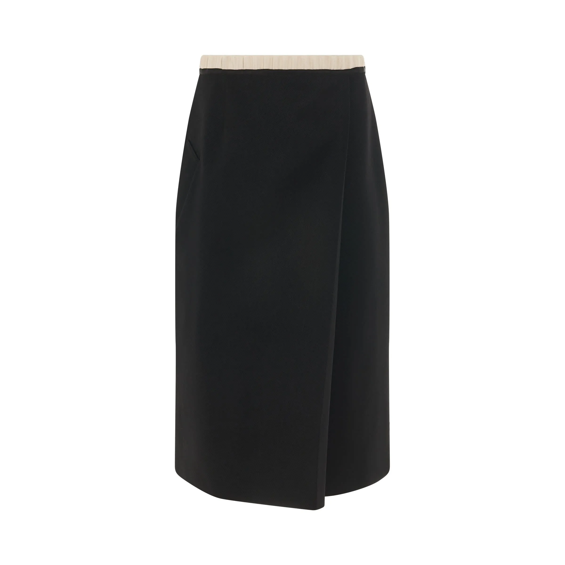 Wool Pencil Skirt in Black