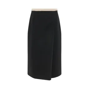 Wool Pencil Skirt in Black