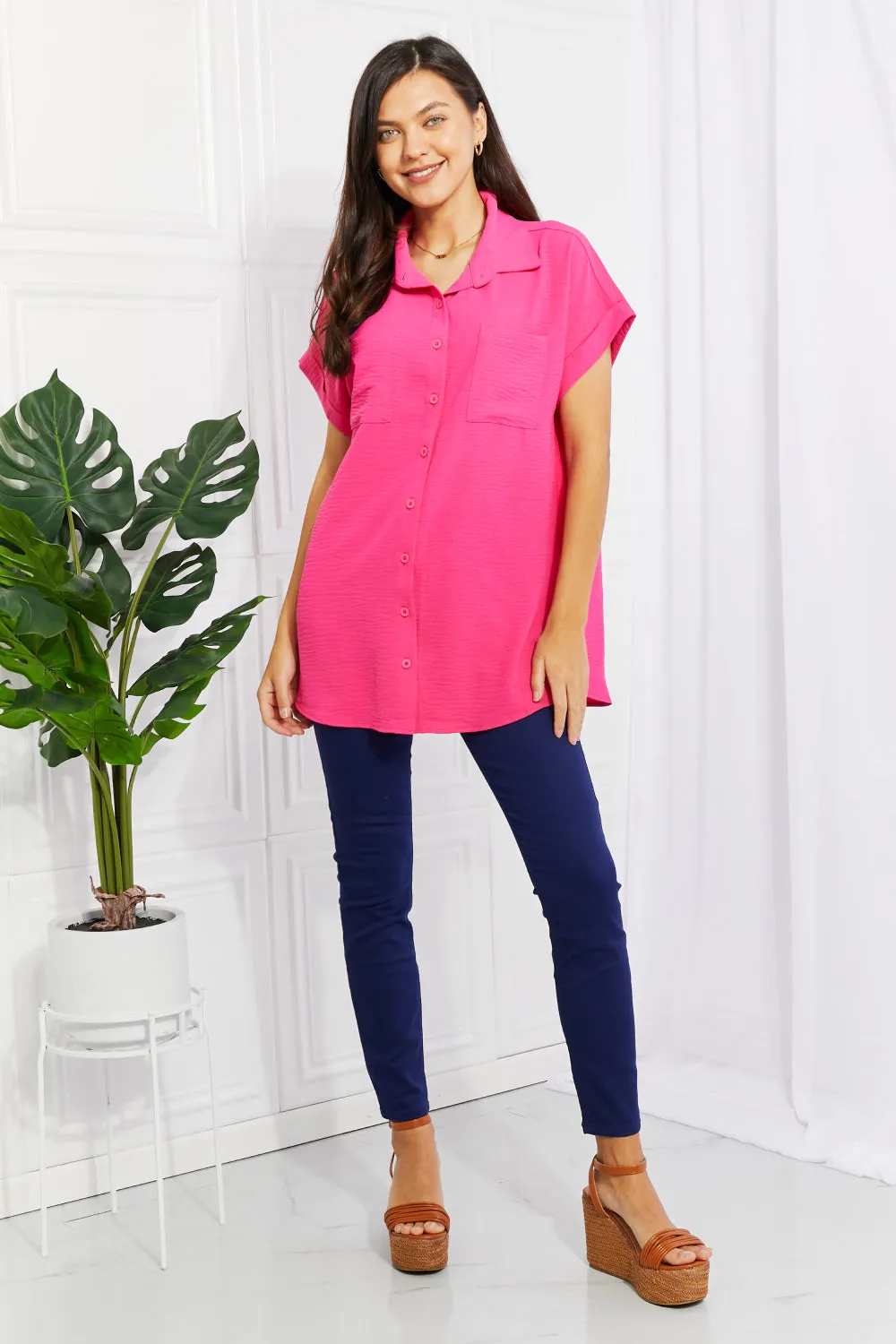 Zenana Take Off Full Size Airflow Button-Up