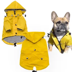 Zip Up Dog hooded Raincoat with Buttons