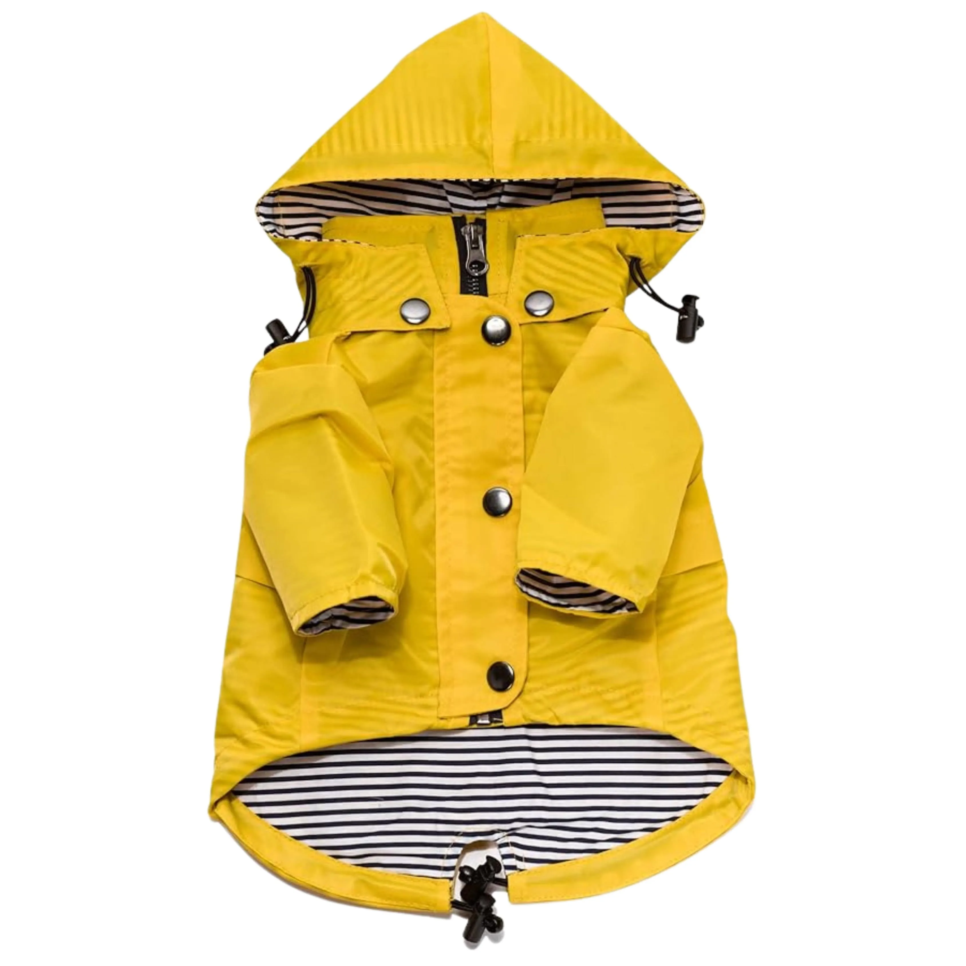 Zip Up Dog hooded Raincoat with Buttons